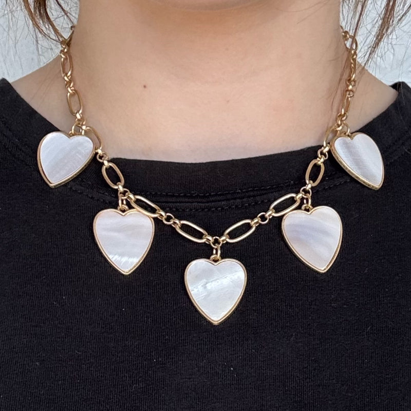 Heart Pearl Charm Necklace