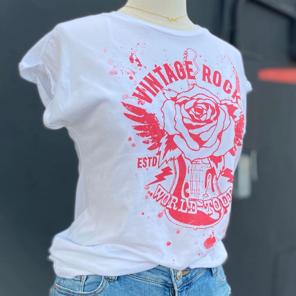 Rock And Roll Rose Graphic Print Tee