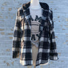 All Day Plaid Flannel Shacket With Hood Black