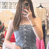 Tried It All Denim Button Down Tube Top