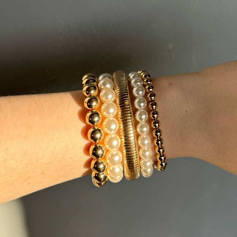 Metal And Pearl 6pc Bracelet Set