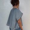 Show Me Love Smocked Neck Chambray Denim Top