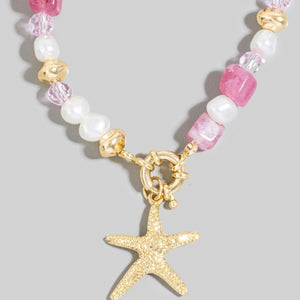 Starfish Charm Stone And Pearl Beaded Bracelet