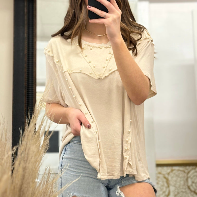 Lizzy Pearl Detailed Top Almond