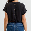 Simple And Classic Button Detail Back Top Black