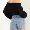 Simply Sweet And Cute Off The Shoulder Top Black