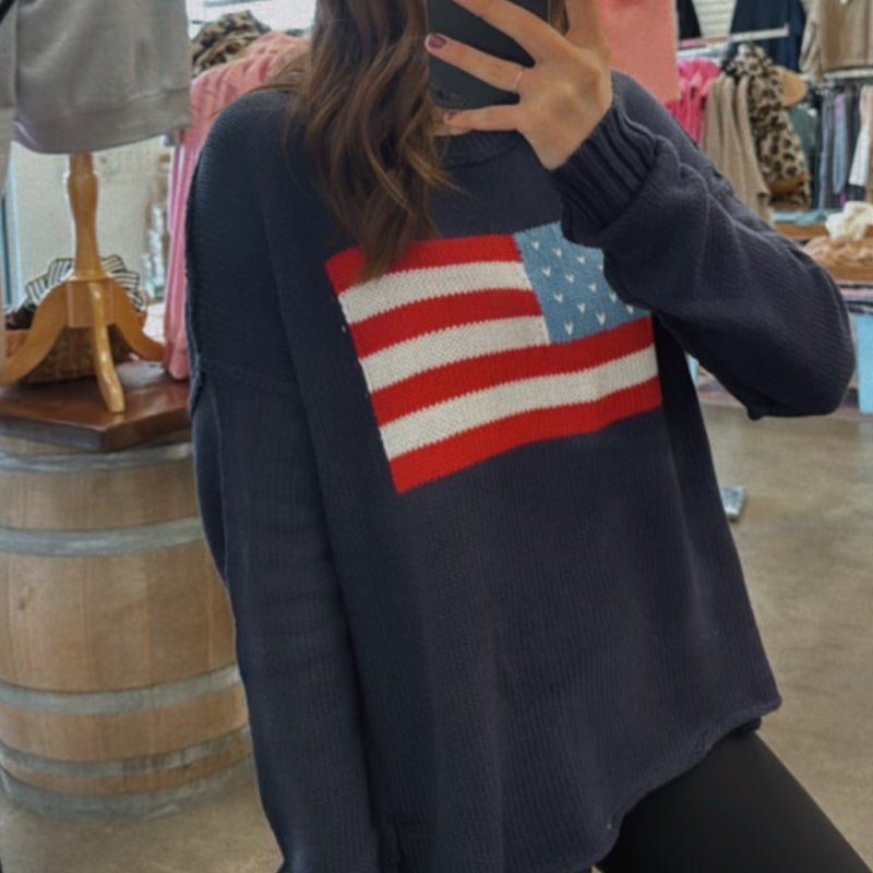 Flag Knitted Sweater Nevy