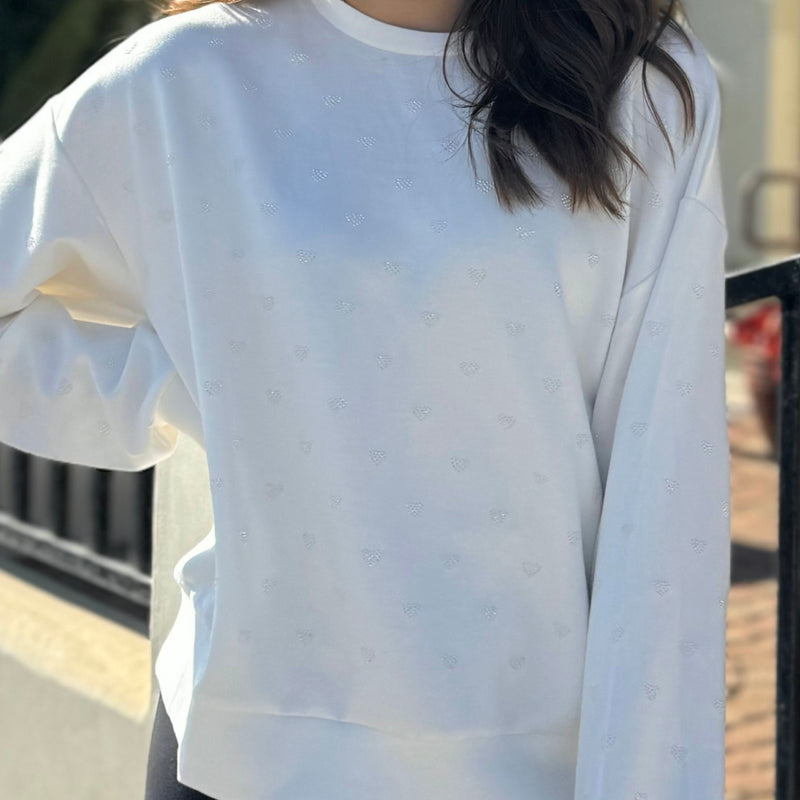 Looking Back Rhinestone Sweatshirt White