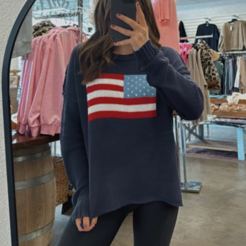 Flag Knitted Sweater Nevy