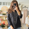 Lenny Linen Button Down Top Black