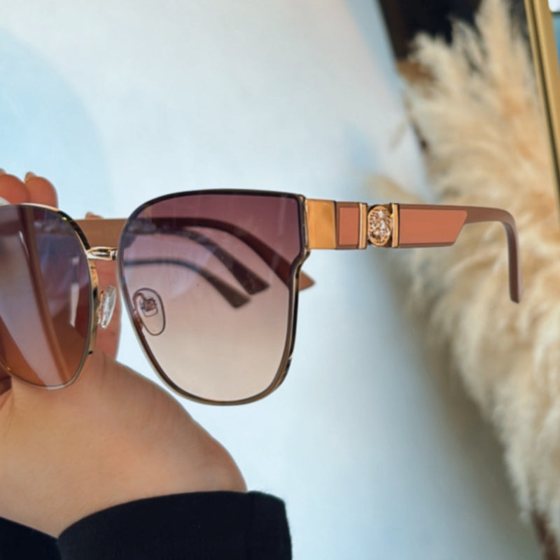 Square Fashion Sunglasses Gold & Pink