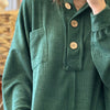 Tell It All Button Detail Top Hunter Green