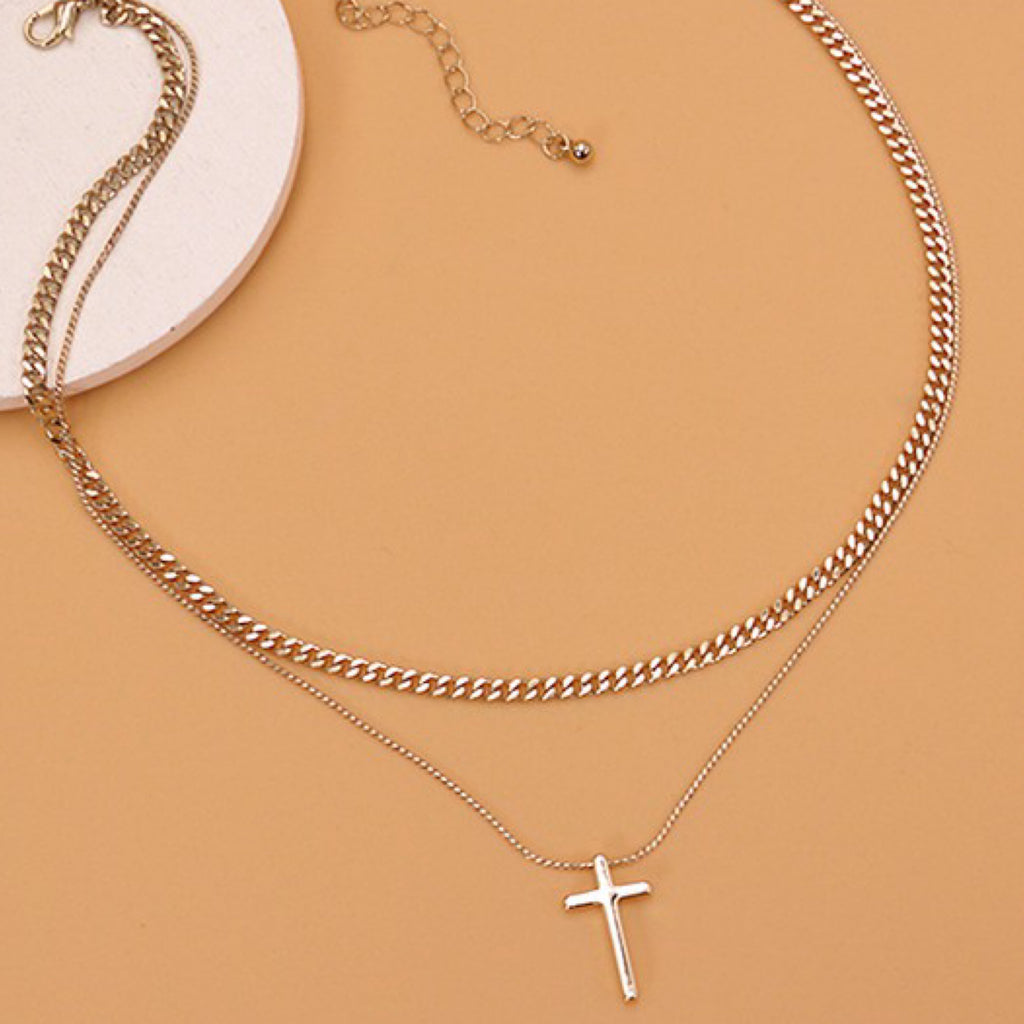 Double Layered Cross Necklace