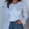 Feeling It Knit Star Sweater White