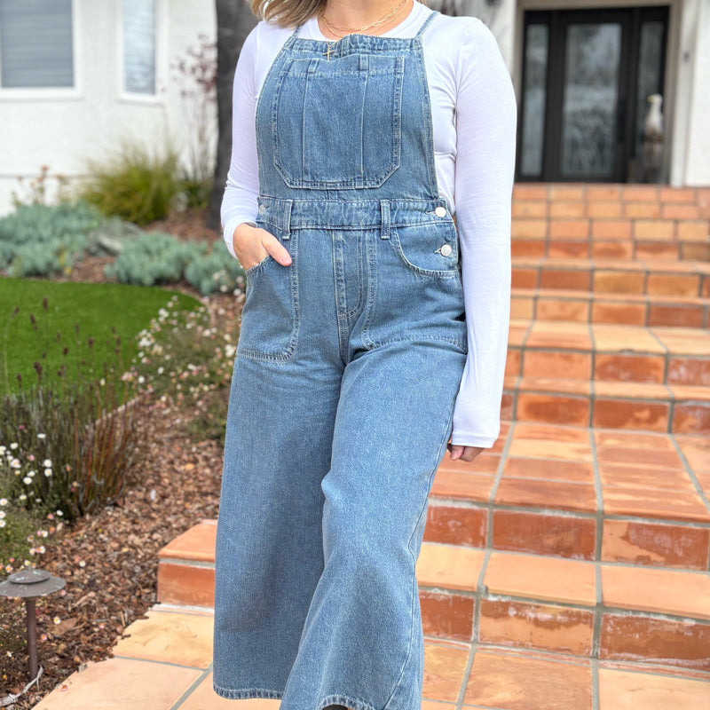 Let Me know Denim Tie Back Overalls