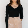 Too Cute Wrap Front Top With Side Tie Black