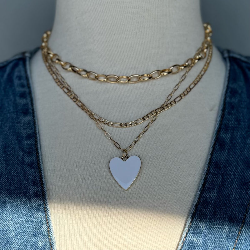 Layered Heart Pendant Necklace