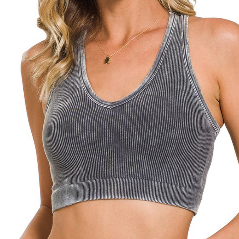 Into You Ribbed Crop Top Ash Grey