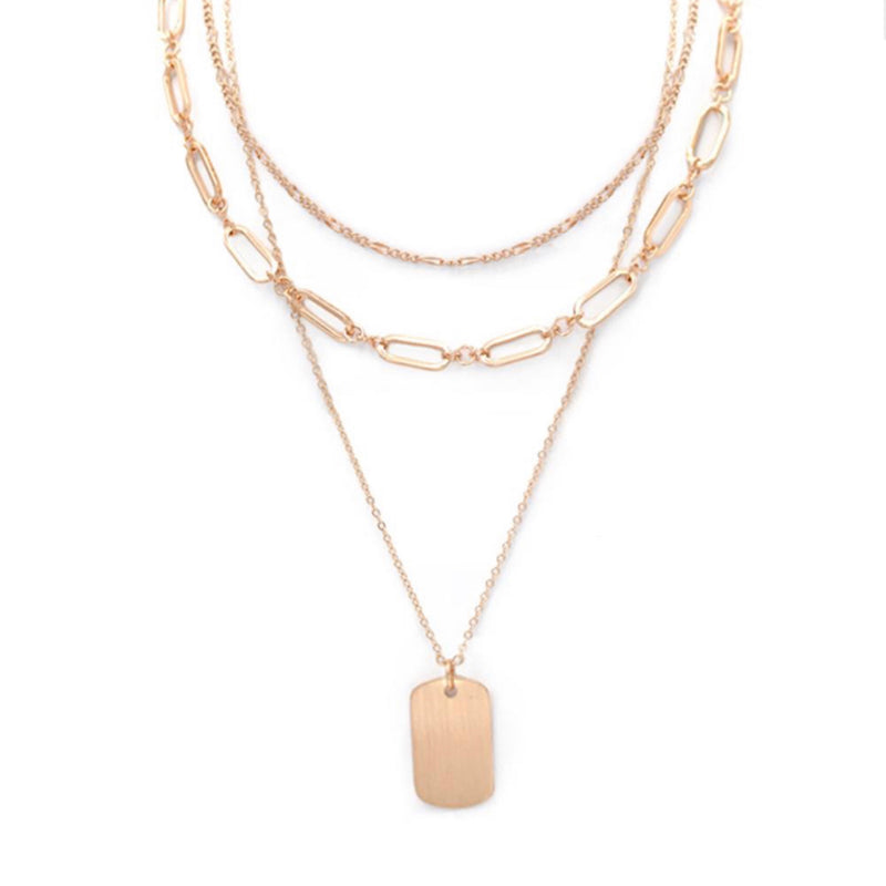 Gold Triple Layered Necklace With Earrings