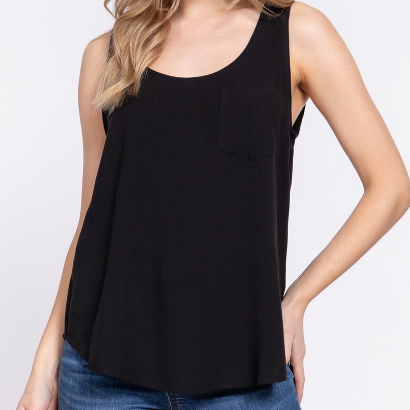 Days Off Button Back Detail Top Black