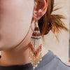 Seed Beaded Triangle Fringe Earrings