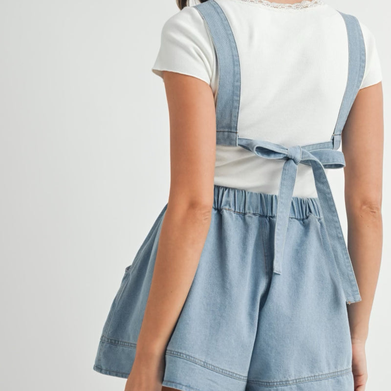 Dedicated To You Denim Romper With Back Tie