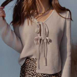 Forever Fun Tie Front Sweater Top