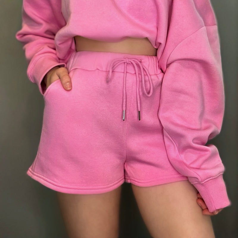 Lets Just Stay Sweat Shorts Pink