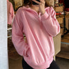 Burnout Half Zip Up Sweatshirt Pink