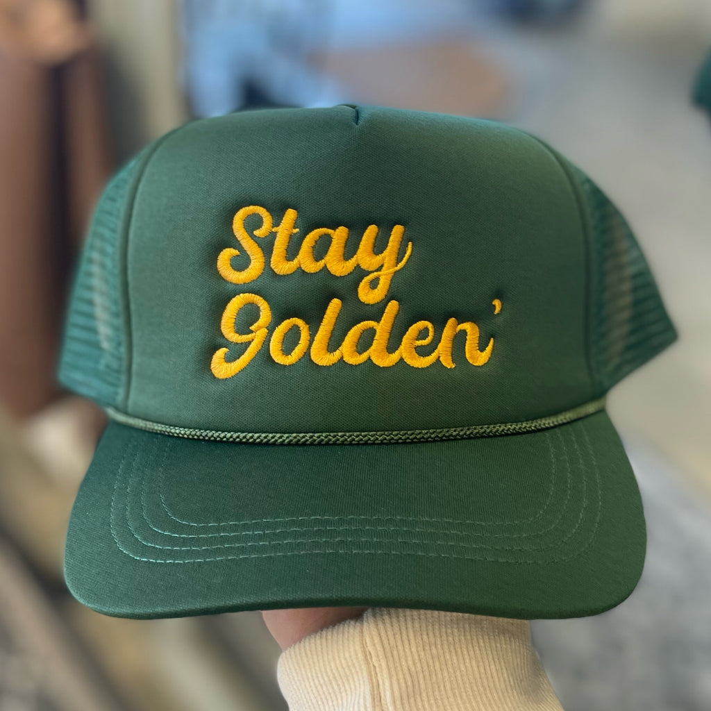 Stay Golden Trucker Hat Green