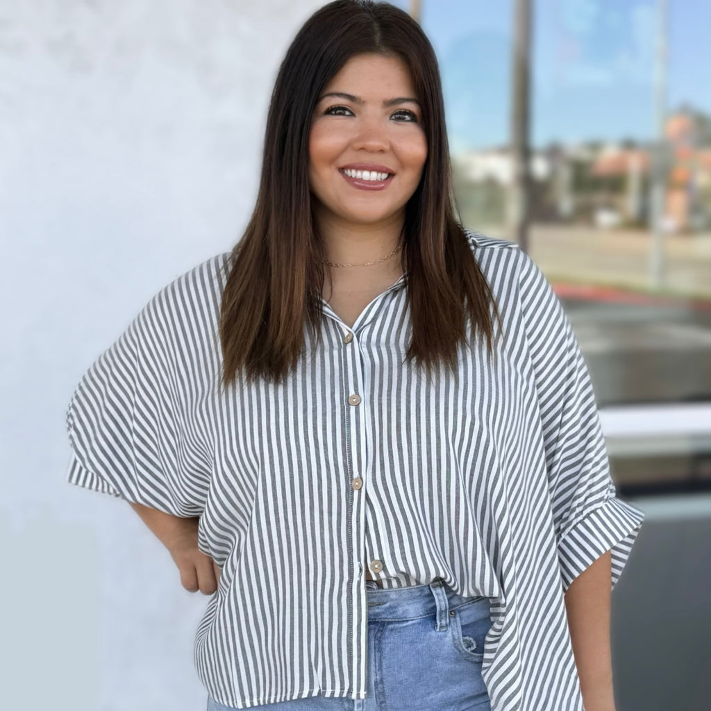 Style Vibe Button Down Top Black