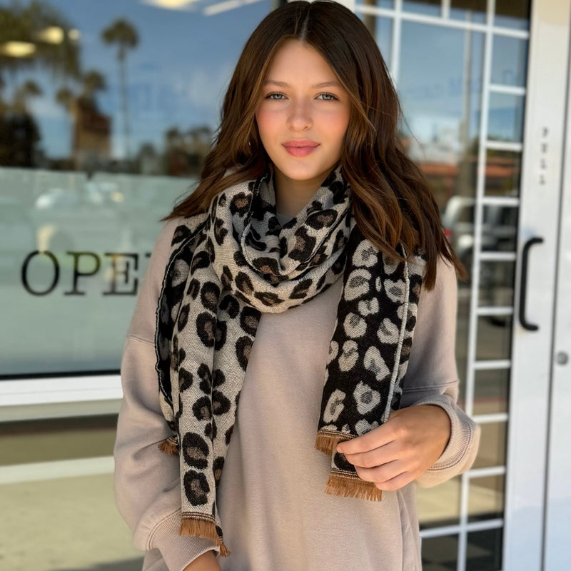 Leopard Print Blanket Scarf