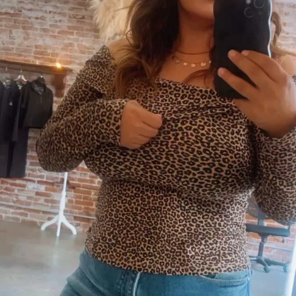 Perry Off The Shoulder Leopard Print Top