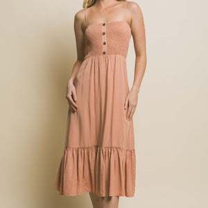 Take Time For Yourself Smocked Maxi Dress Persimmon