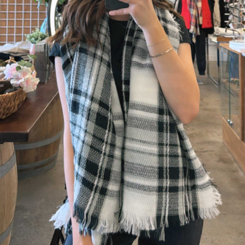 Classic Blanket Scarf Black/White