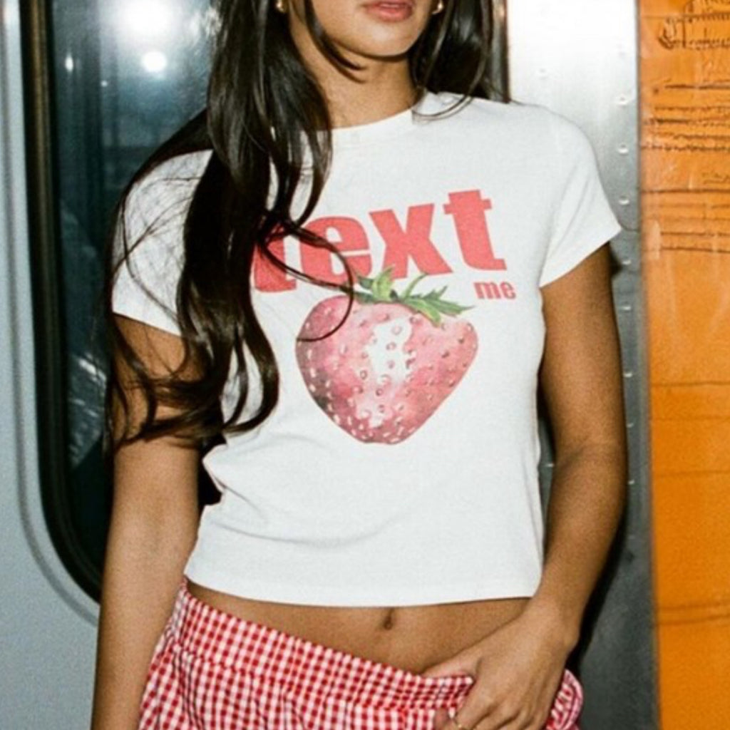 Text Me Strawberry Graphic Tee