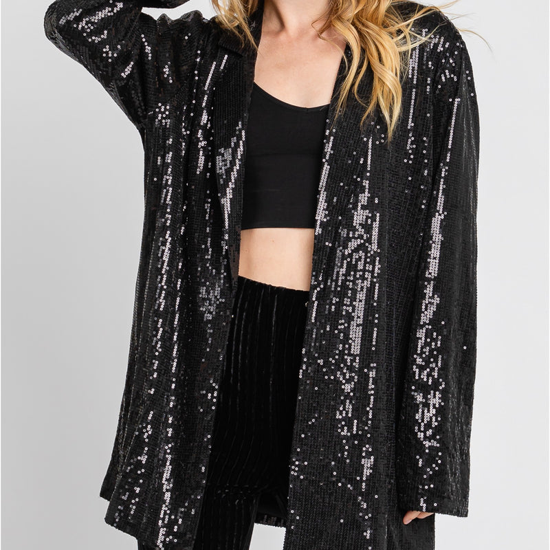 Sparkle The Night Away Single Breasted Sequin Embellished Blazer