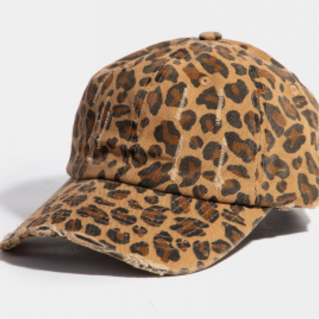 Leopard Print Baseball Cap Brown