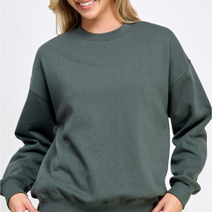 Keep Me Warm Oversized Crewneck Sweatshirt Chic Green