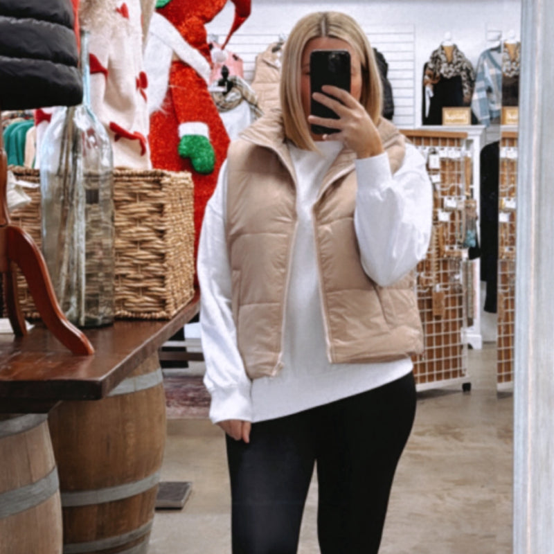 Keep Me Cozy Puffer Vest Beige