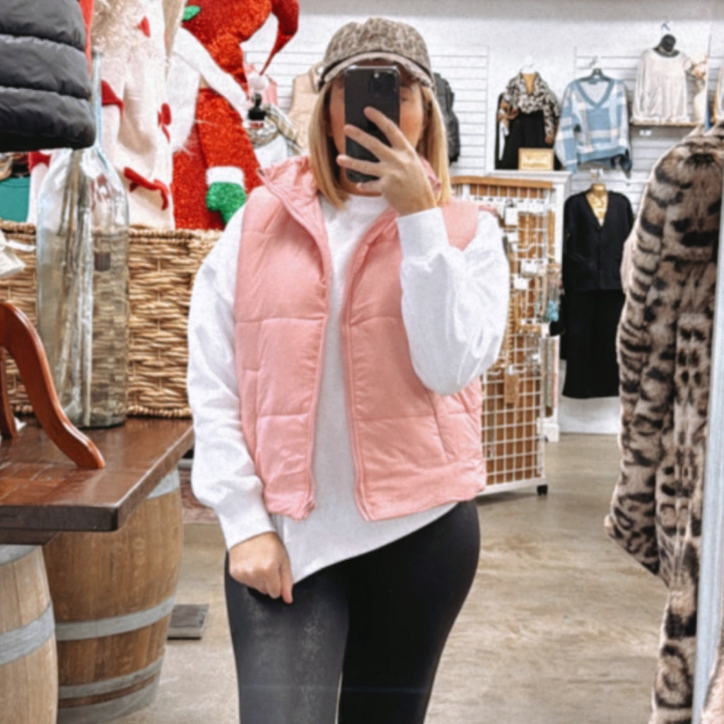 Keep Me Cozy Puffer Vest  Blush Pink