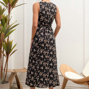 Adora Floral Midi Dress Black