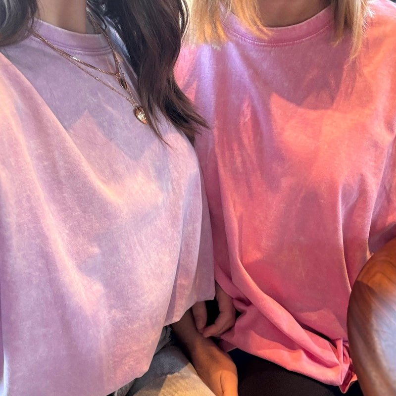 Weekend Awaits Oversized Tee Pink