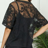 Vintage Inspired Flower Lace Top Black