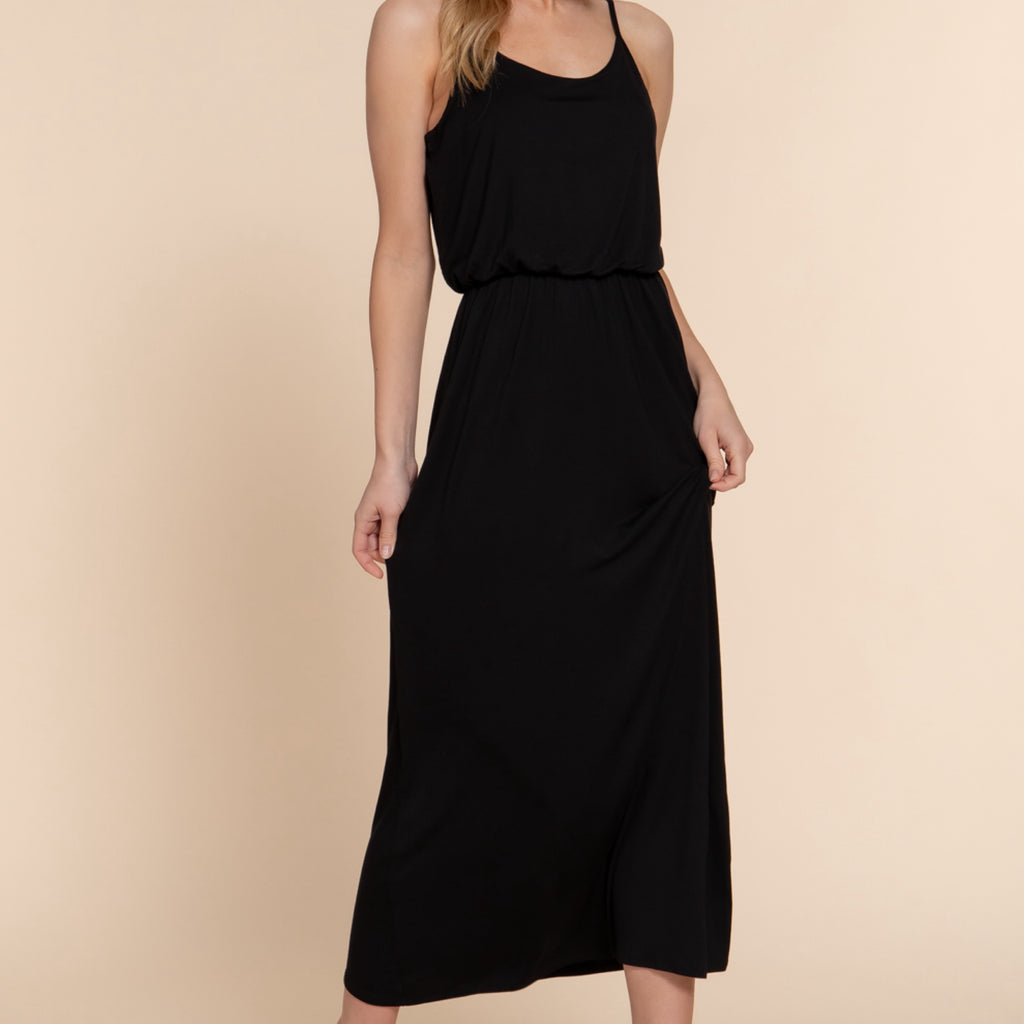 Well Known Midi Dress With Elastic Waistband Black