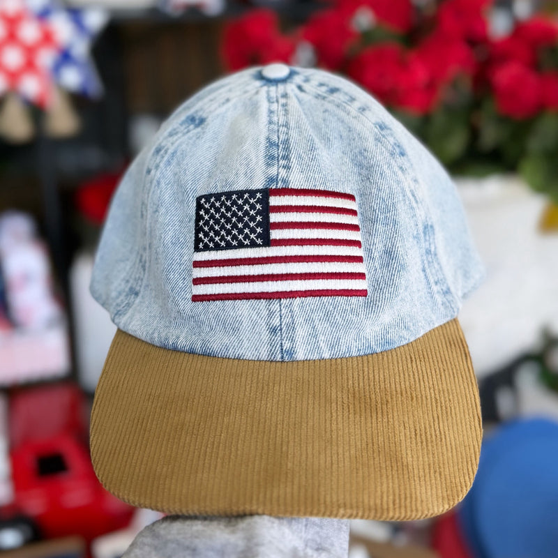 Embroidered US Flag Two Tone Baseball Cap