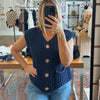 Kimmy Gold Button Knit Sweater With Pockets