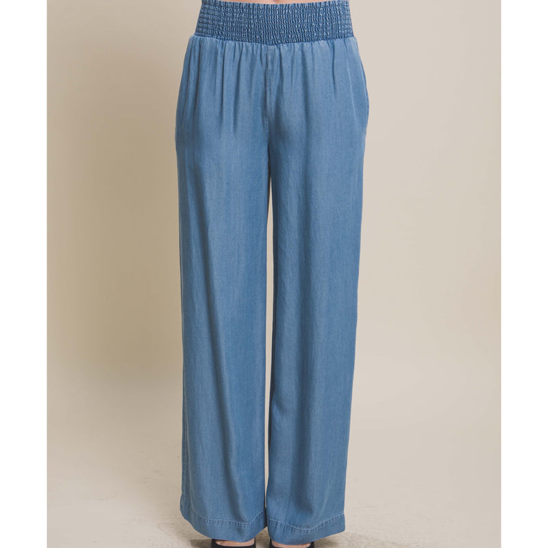 Out For The Day Elastic Waistband Pants Blue