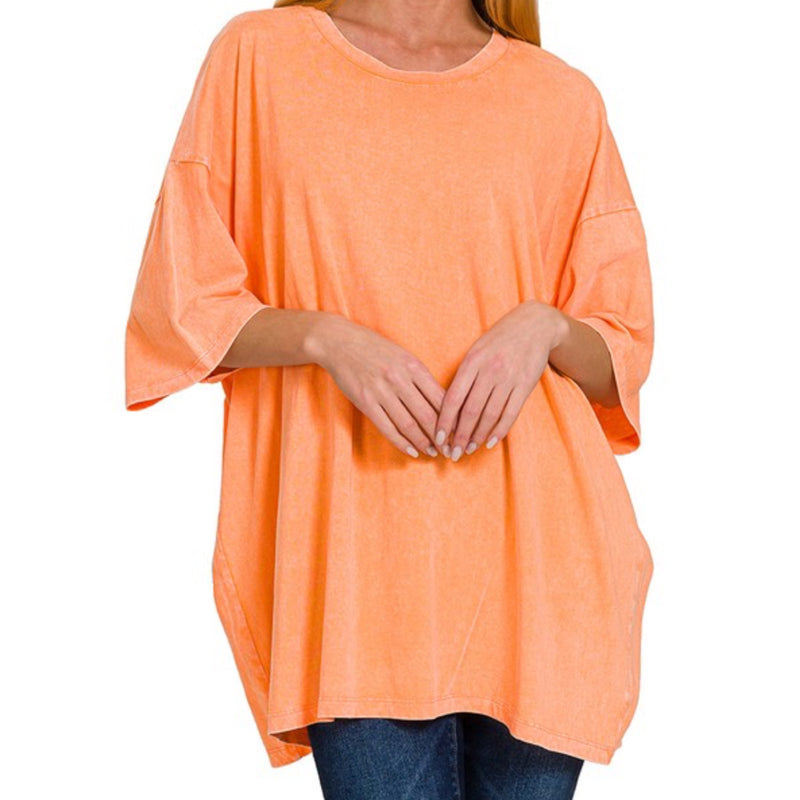 Weekend Awaits Oversized Tee Orange