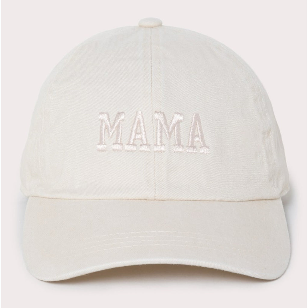 Mama Embroidery Baseball Cap Beige